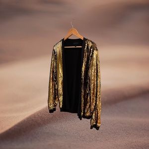Gold Sequin Cardigan, Size Small, ASOS